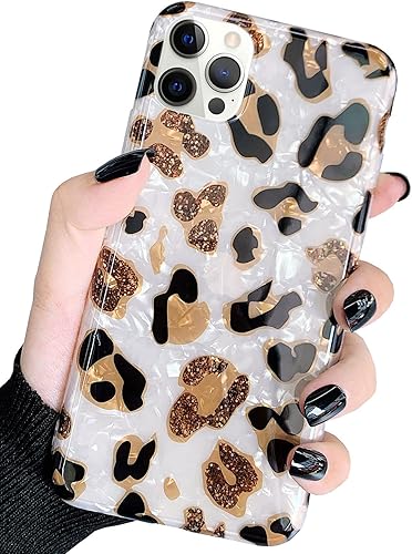 J.west Funda compatible con iPhone 15 Pro 6.1, funda protectora delgada de silicona con estampado de leopardo y guepardo, de silicona, para mujeres