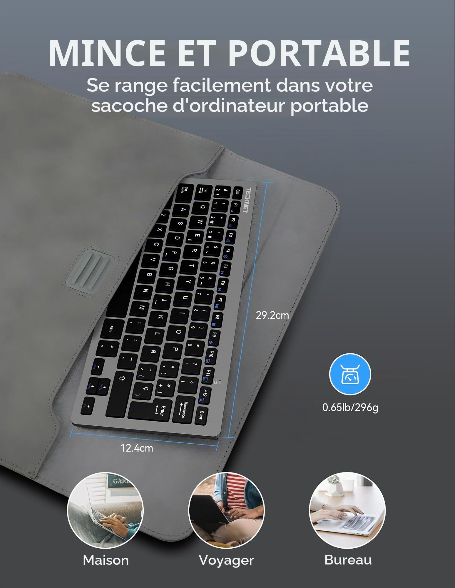 TECKNET Mini Clavier sans Fil Espagnol, Clavier Ultra-Souple USB sans Fil pour Ordinateur Portable, Smart TV Android, Ordinateur Portable