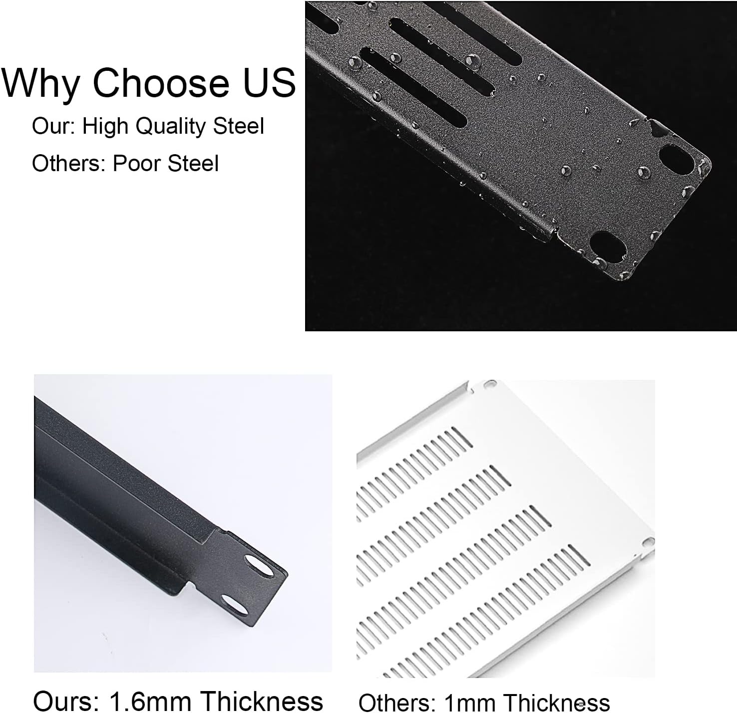 1U 2U 3U Blank Rack Mount Panel, Spacer Black Rack Mount Cover Support bar for Enclosure Network Cabinet Cable Management Bar Slot (Vented 1U 5PCS)