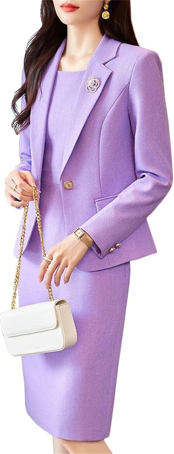 Women’S Fall Winter Office Ladies Skirt Suit Blazer Solid Business Formal Two Piece Set Office Work Professional Outfits