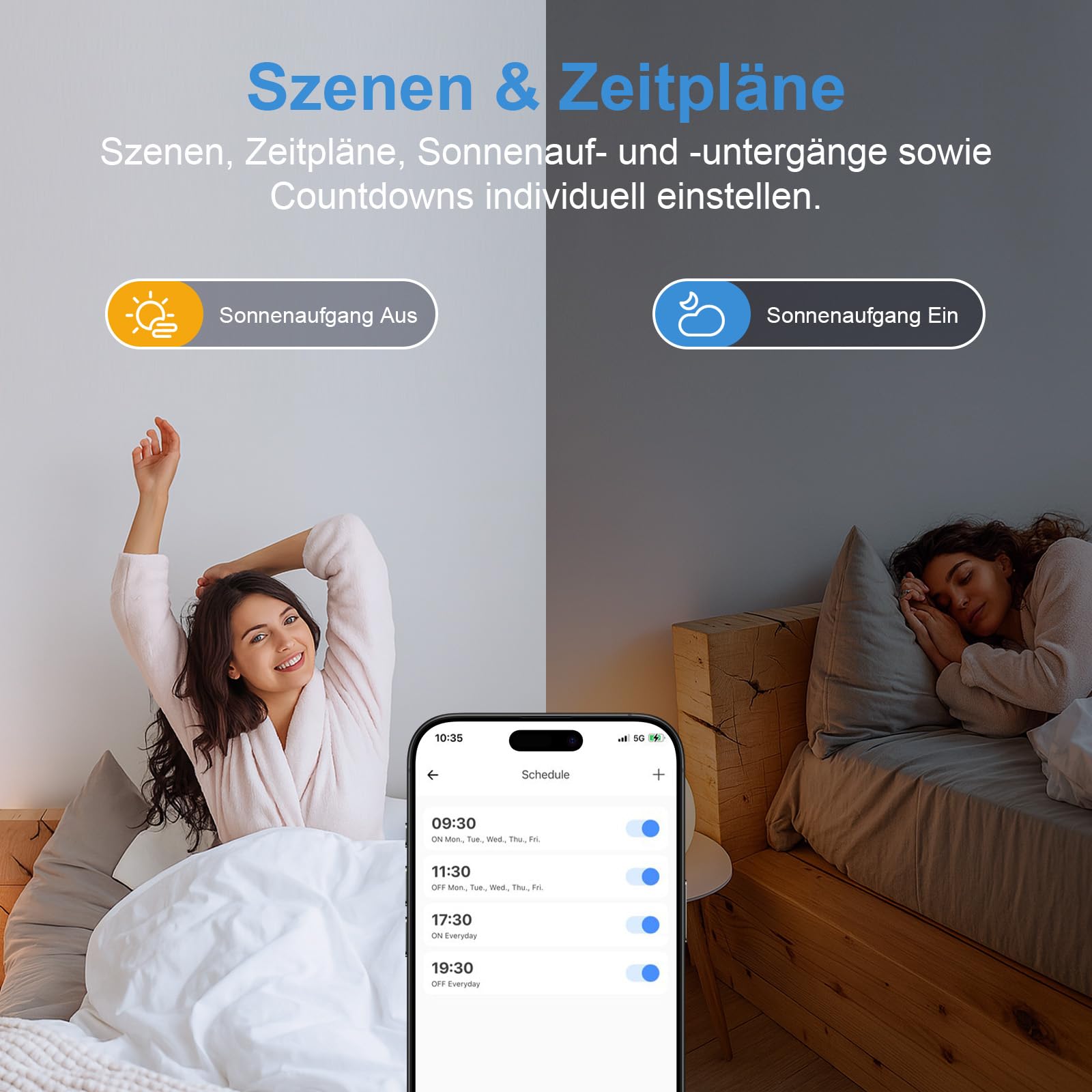 SURFOU Gniazdko Wi-Fi współpracuje z Alexa i Google Home, 2,4 GHz WiFi Smart Plug 16 A ze sterowaniem za pomocą aplikacji, programatorem czasowym, sterowaniem głosem, zdalnym dostępem, nie wymaga