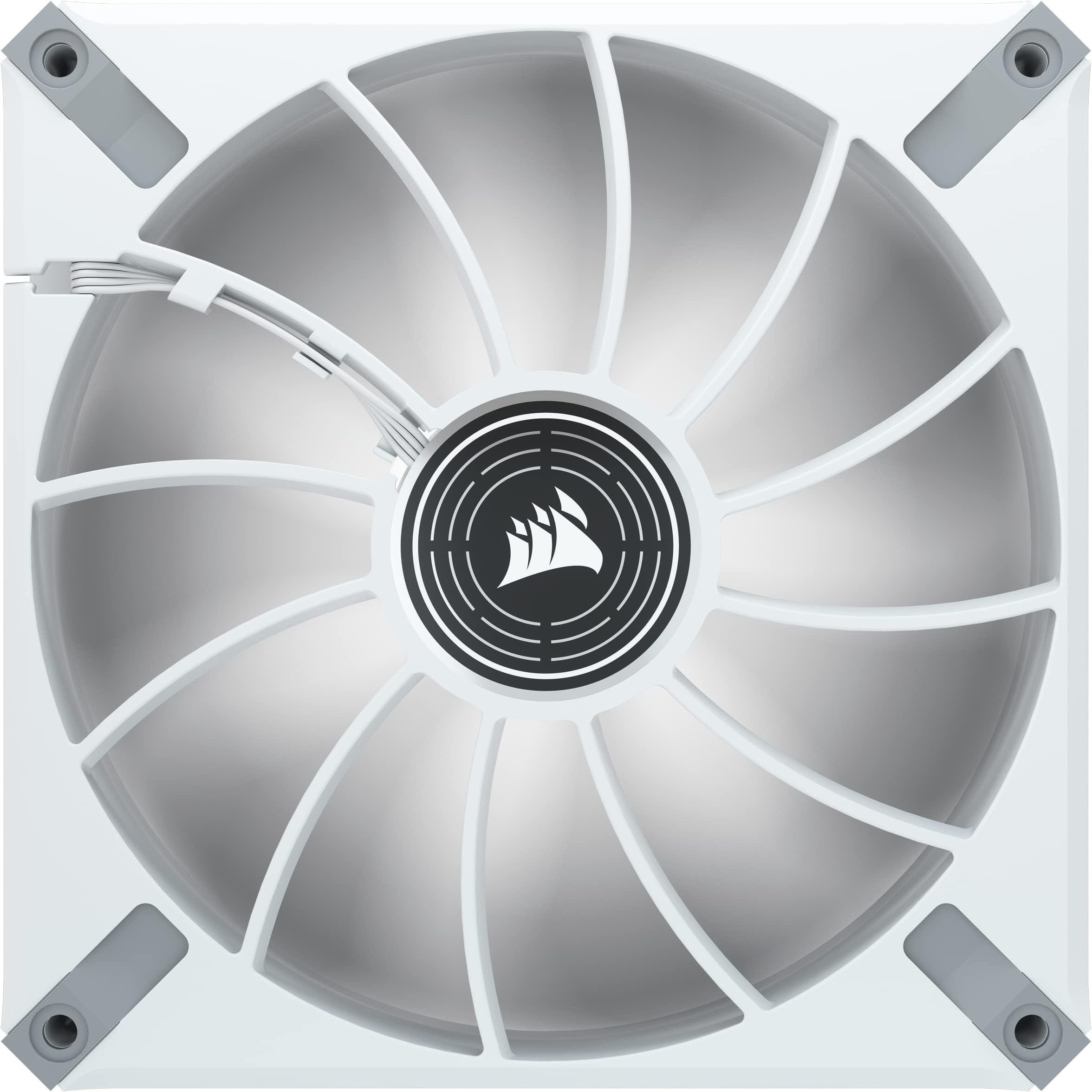 ML140 LED ELITE, 140mm PWM LED White Fan (Corsair AirGuide Technology, Magnetic Levitation Bearing, Up to 1,600 RPM, Eight Vibrant LEDs, Low Noise, High Airflow) Single Pack - White