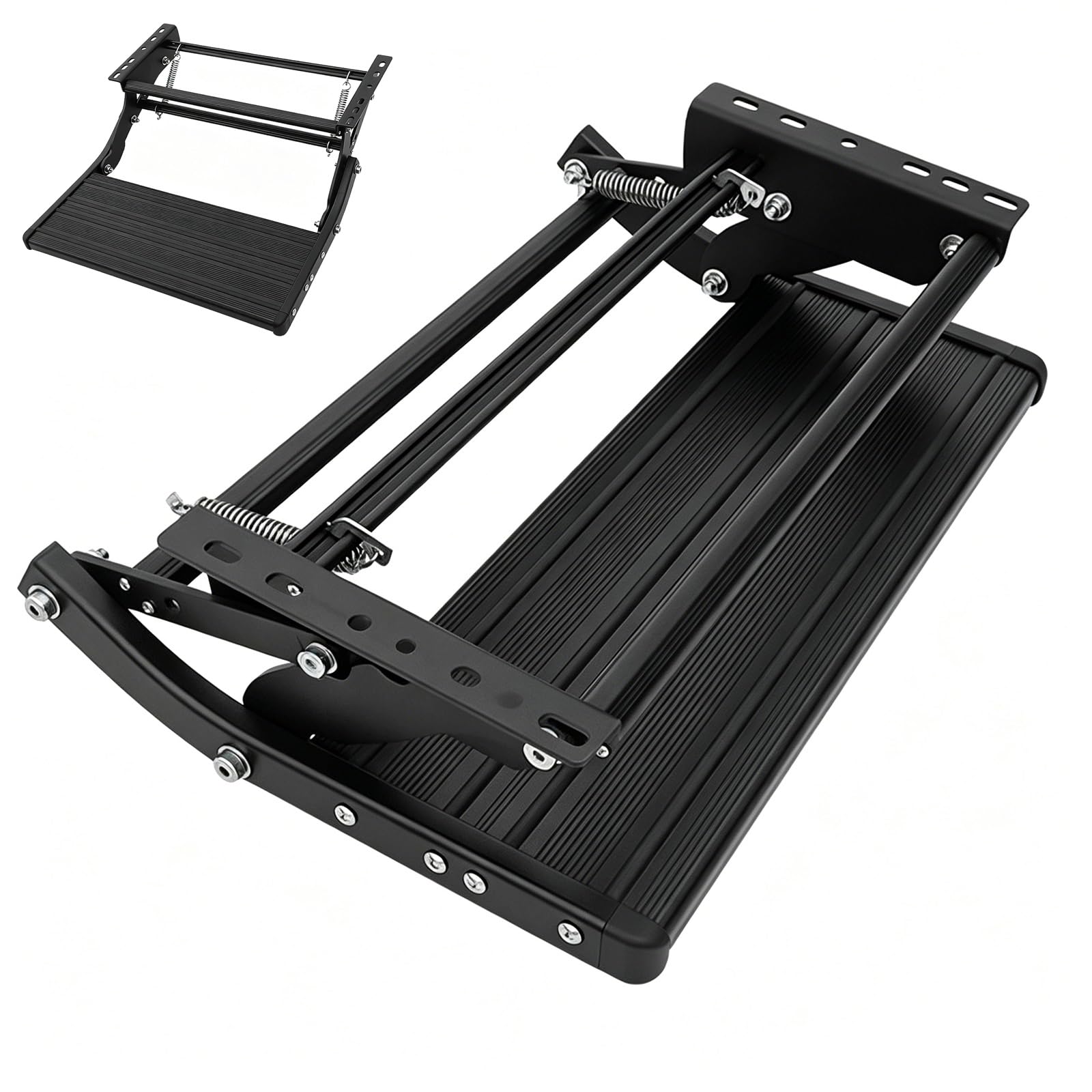 Steps for RV, Camper Steps Folding Manual, Aluminum Alloy, Anti-Slip, for Travel Trailer Camping, 440 lbs Capacity