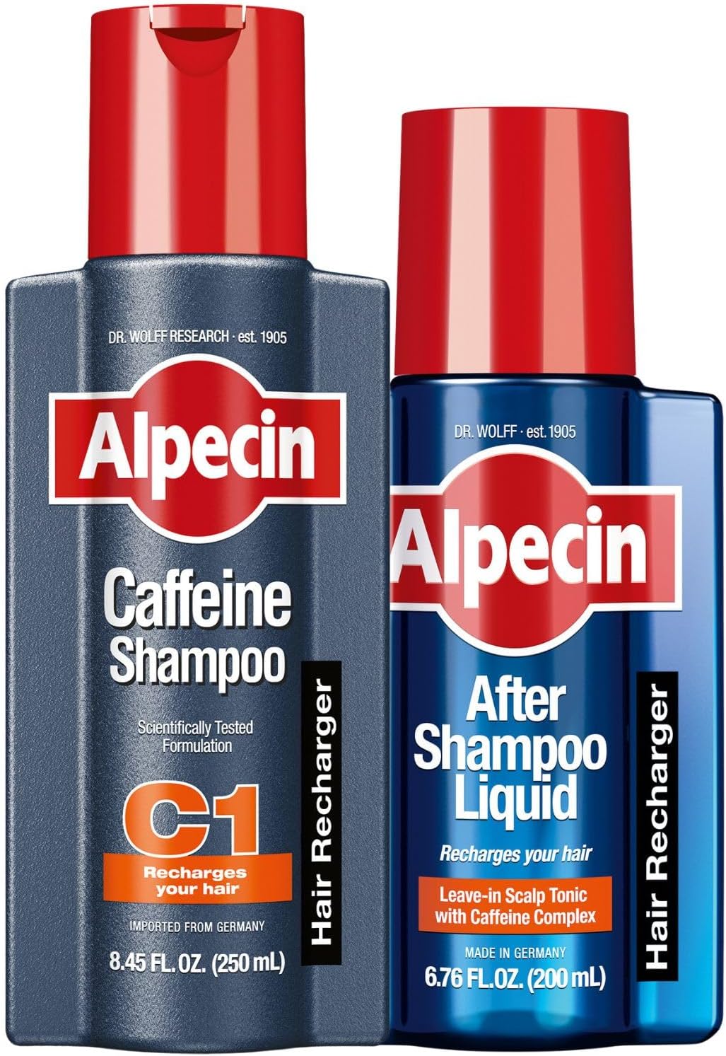 C1 Caffeine Shampoo 8.45 fl oz + Alpecin After Shampoo Liquid 6.76 fl oz I Hair Performance Enhancer Promotes Natural Hair Growth and Thickness I Energizes Scalp
