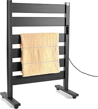Towel Warmer for Bathroom, 6-Bar, Upgraded Extra-Wide Heating Area, Built-in Timer and Temperature Adjustment, Overheating Protection. Large Free-Standing Heated Towel Rack,Matte Black