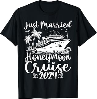 Honeymoon Cruise for Matching Couples 2024 Just Married T-Shirt