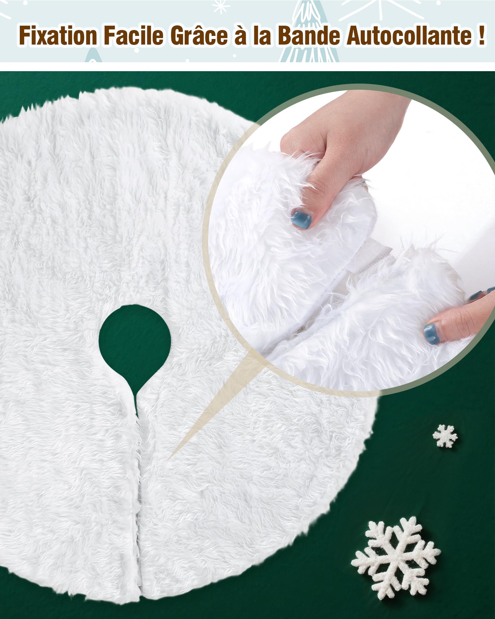 LIHAO Jupe de Sapin de Noël Cache Pied Tapis Peluche Blanc 78cm
