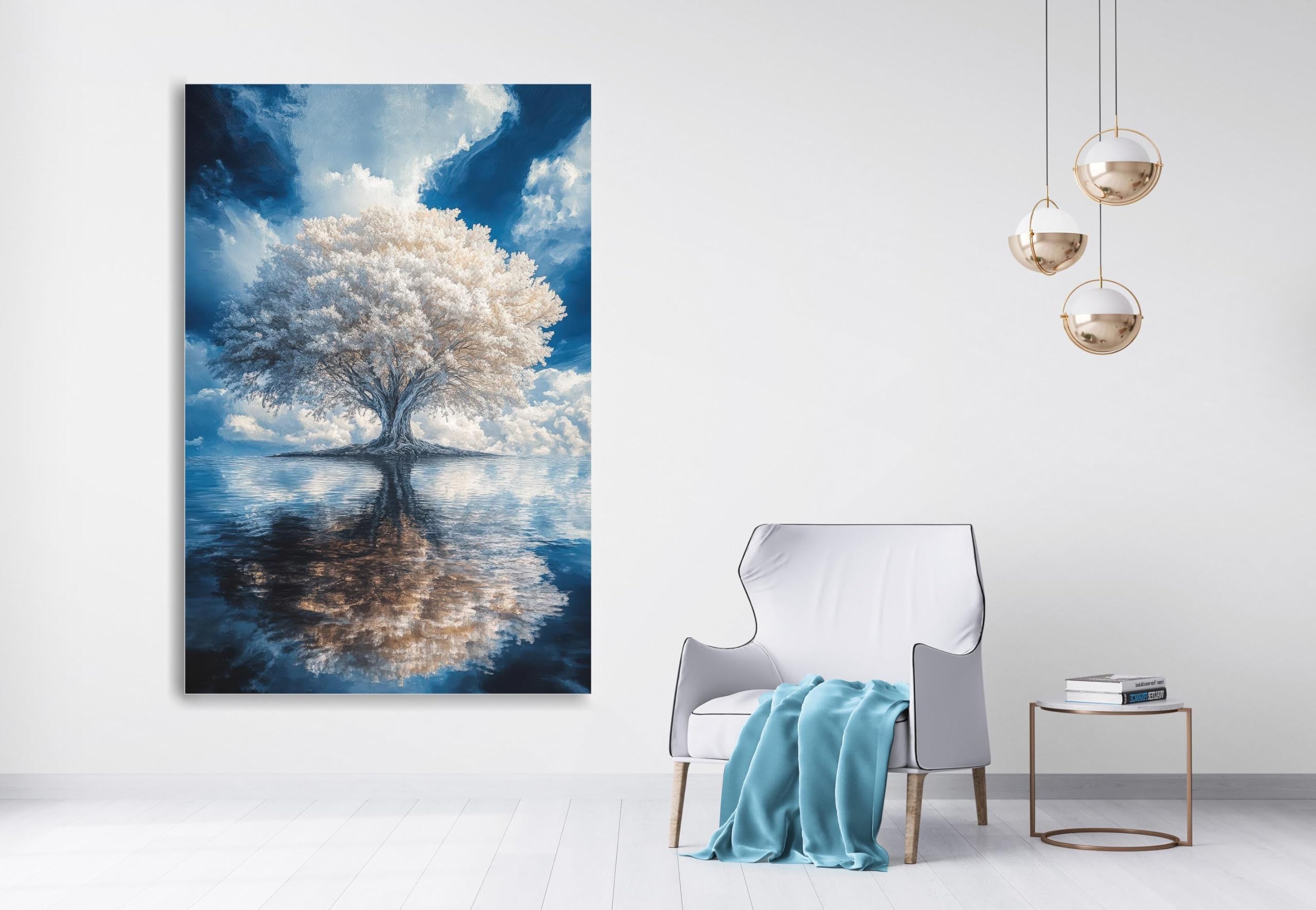 CAOXTART Plakat z drzewem życia, druk na płótnie, abstrakcyjne drzewo, obraz olejny, religijna sztuka ścienna, do salonu, dekoracja ścienna domu (20 x 30 cm/rama wewnętrzna)