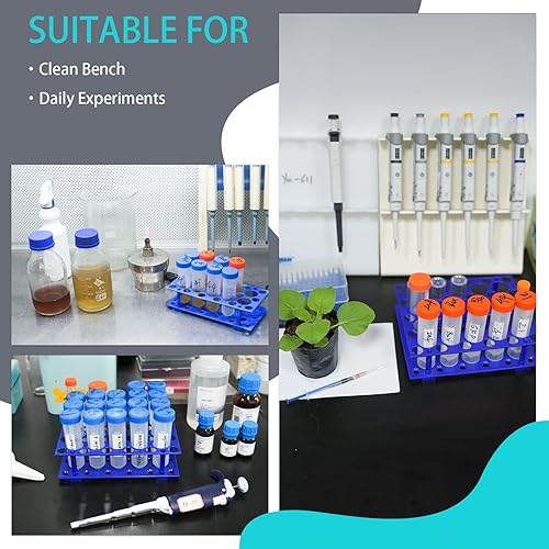 Miniatura 5 de LSVERDE Paquete de 3 soportes de tubo de ensayo para centrífuga de 0.3fl oz0.5fl oz1.7fl oz, soporte de plástico desmontable 128 pozos
