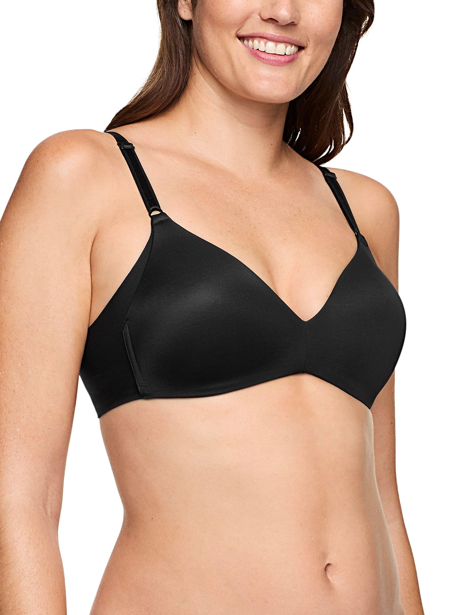 Warner's Women's Blissful Benefits Underarm-Smoothing Comfort Wireless Lightly Lined T-Shirt Bra Rm7561w, Black, 38C