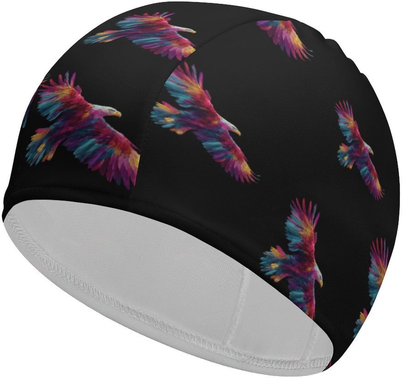 Colorful Eagle1 in Flight Womens Swim Cap for Men Adult Swimming Hat Curly Short Medium Long Hair