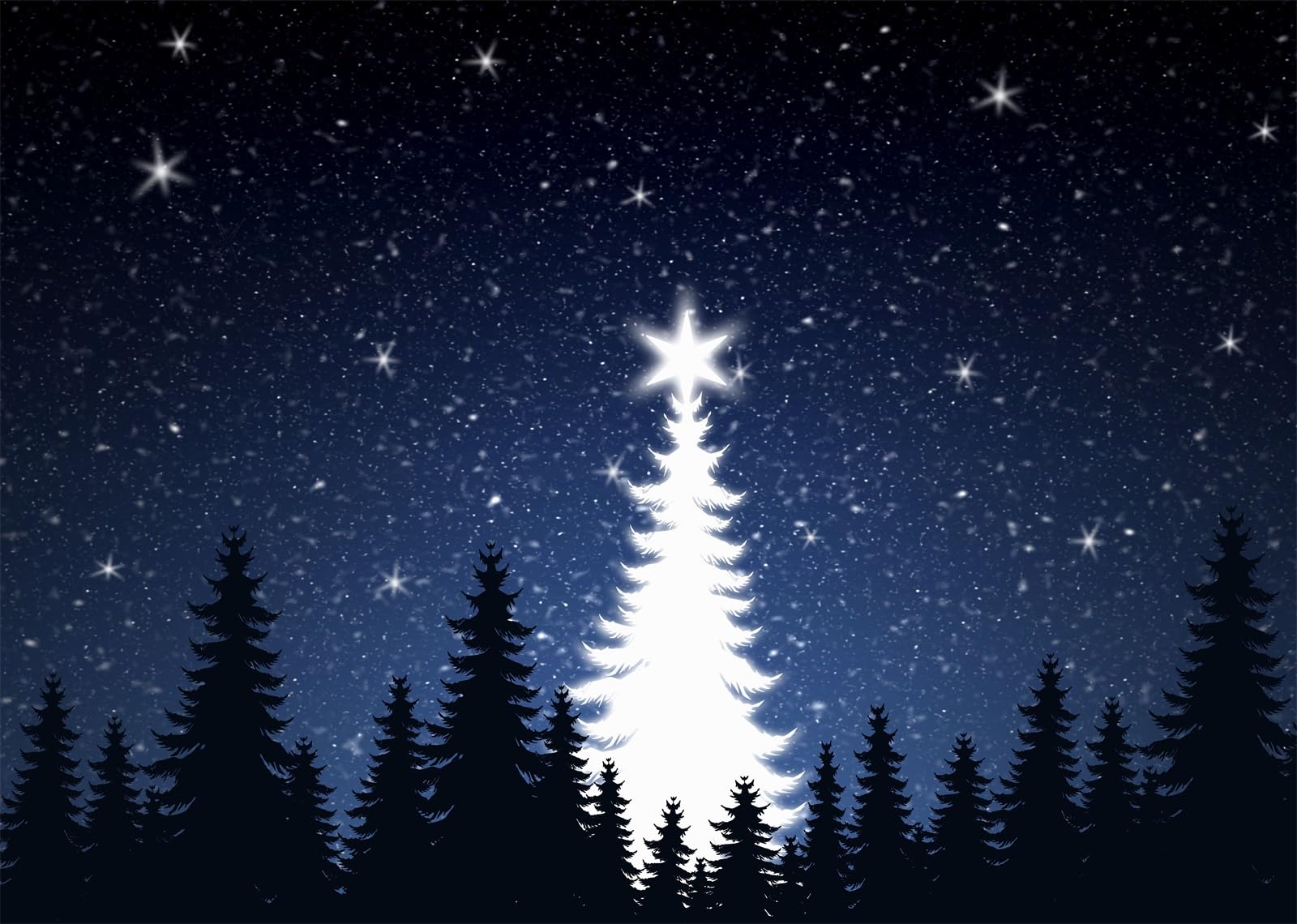 Arrière-plan photo Noël forêt enneigée tissu 3x2.5m - 8