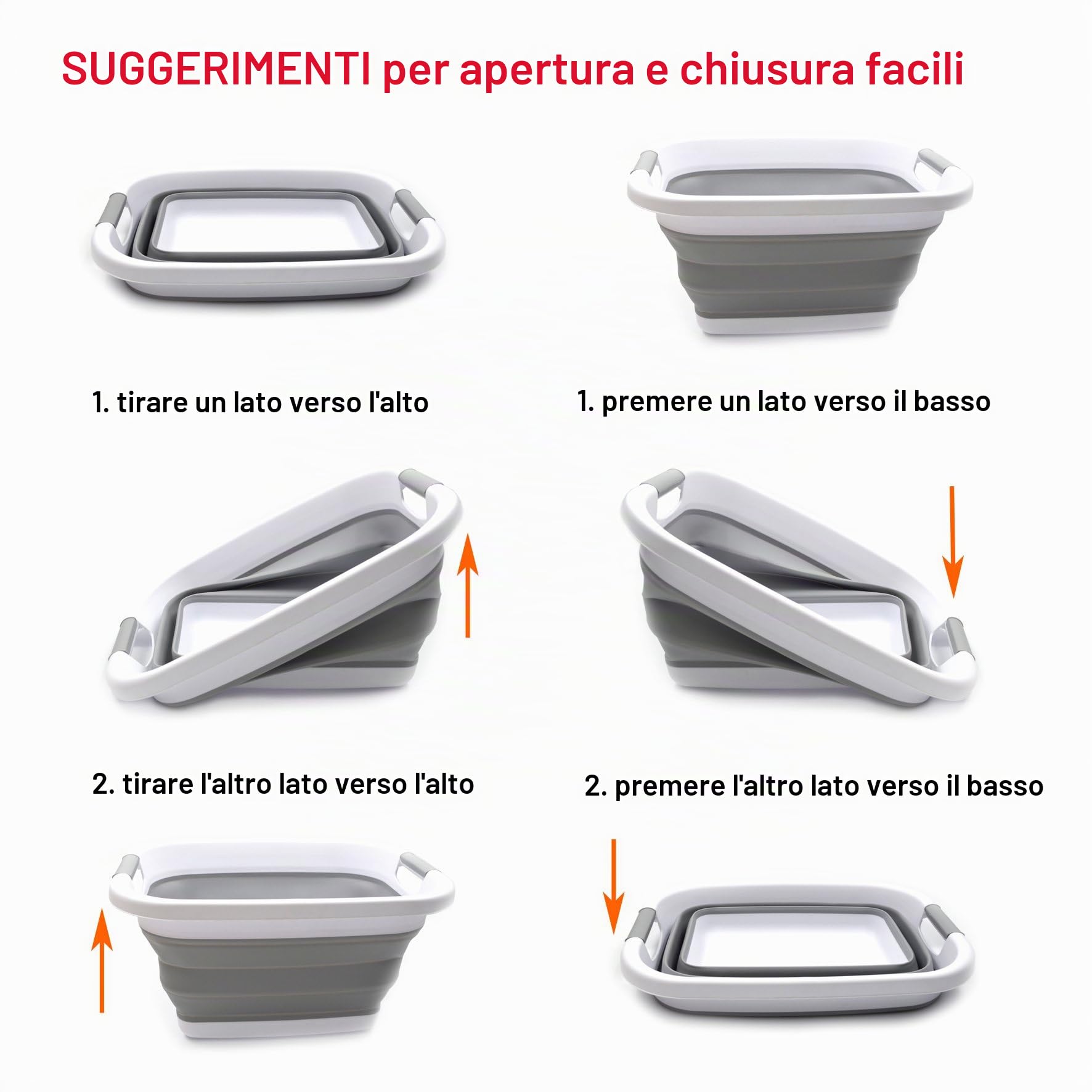 SAMMART - 25L Cesto portabiancheria Pieghevole – Contenitore Pieghevole – Cestino Portatile – Cestino salvaspazio – Box portaoggetti per Bagagliaio Auto (Grigio)
