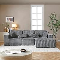 Vista 25 de Sofá seccional Cloud de 96 pulgadas, moderno sofá modular con asiento profundo, sofás de pana sin hueso con diván en forma de L para sala de estar