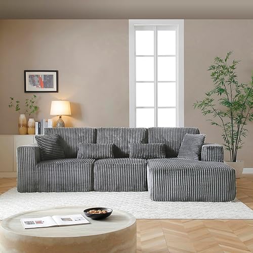 Miniatura 15 de Sofá modular de 110 pulgadas, sofá modular Cloud con asiento profundo, sofás tapizados sin hueso para sala de estar, sofá modular moderno