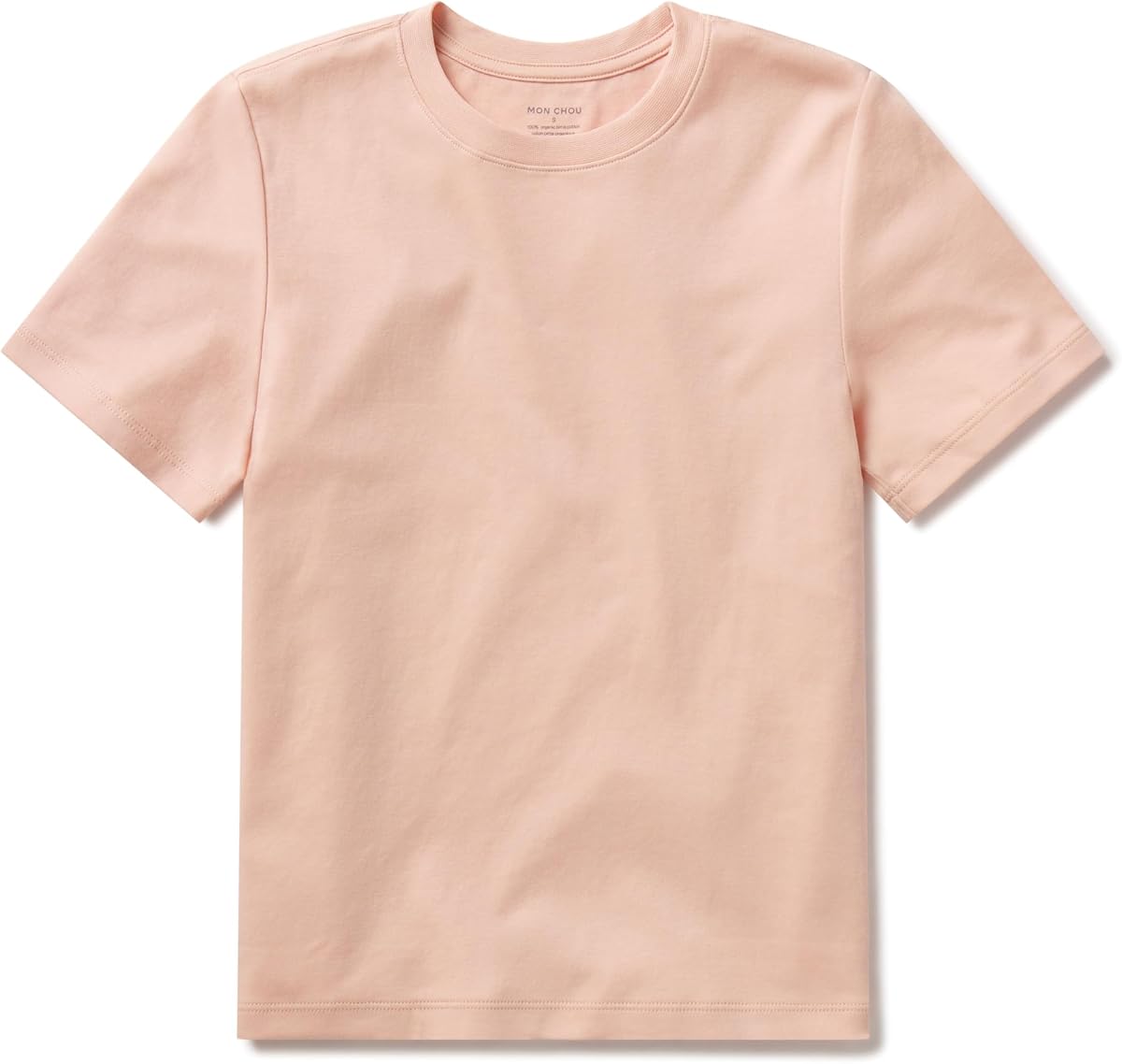 MON CHOU Women’s 100% Organic Pima Cotton T-Shirt Buttery Soft Midweight Not See-Through Pre-Washed Relaxed Fit Crew Neck Tee