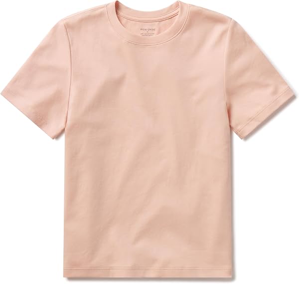 Camiseta de mujer MON CHOU, 100% algodón Pima orgánico peruano, cuello redondo, color negro