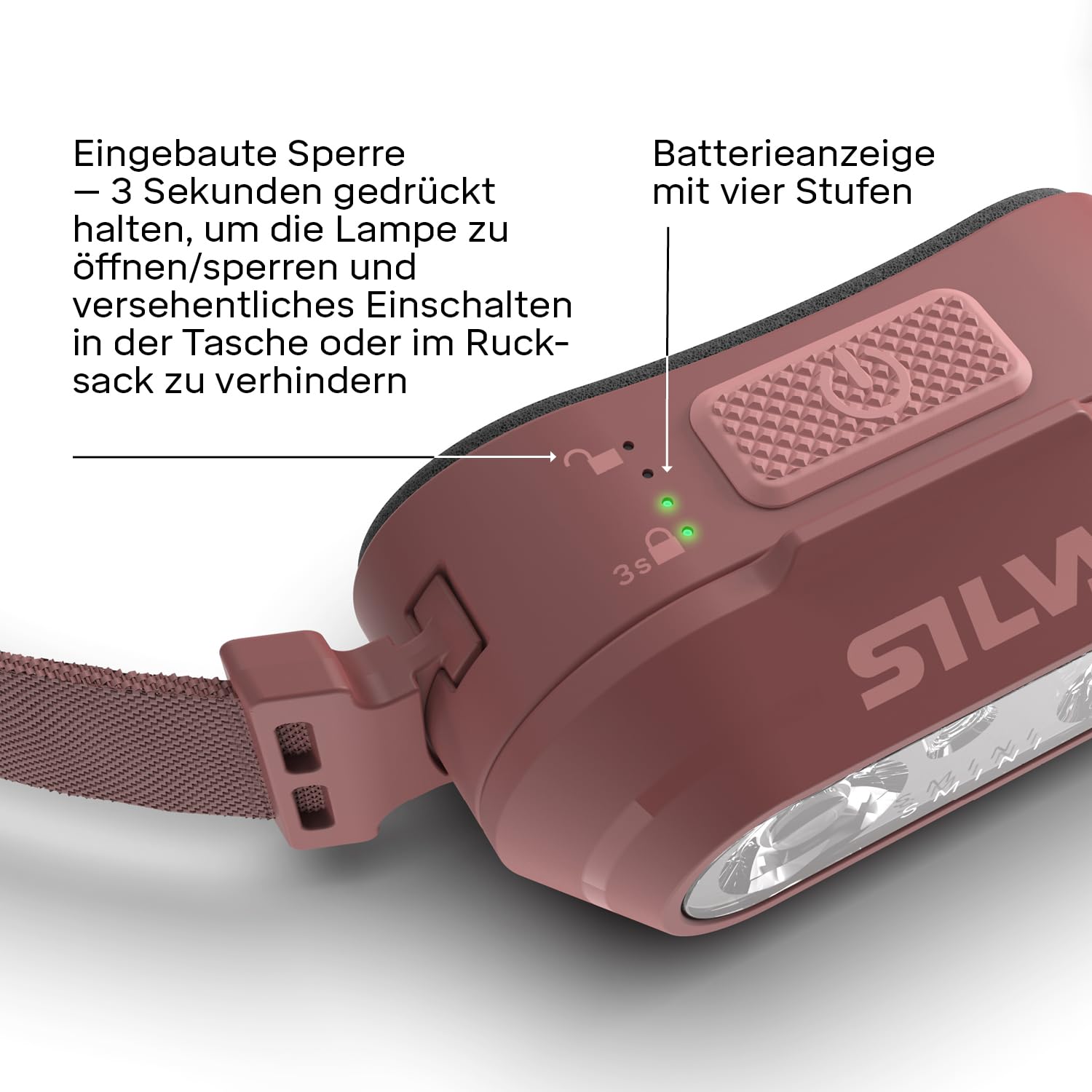 Silva Stirnlampe LED Wiederaufladbar USB C - Smini - 53 Gramm - 250 Lumen Stirnlampe Rotlicht - 3 Helligkeitsstufen - Weiß & Rot LEDs - Batterieanzeige - Kopflampe Aufladbar