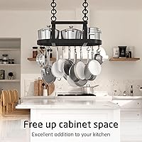 Vista 5 de KES Ceiling Pot Rack 34-Inch Hanging Pot Rack for Kitchen Oval Pot and Pan Rack Matte Black Pot Hanger with 20 S Hooks (For 16" and 24" Joist)