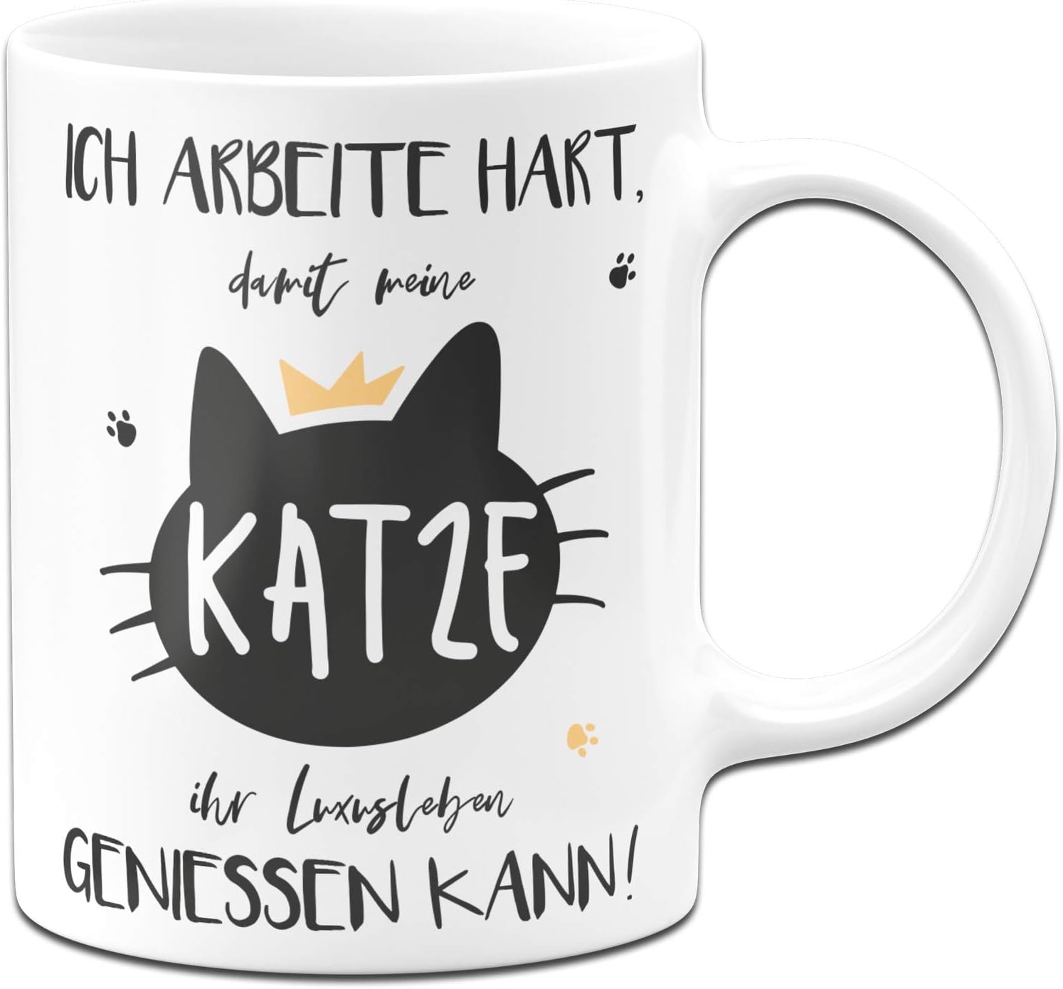 MOONWORKS TAZZA DA CAFFÈ CON SCRITTA TEDESCA PER AMANTI DEI GATTI - ICH ARBEITE HART... - CAPACITÀ 325 ML - 4