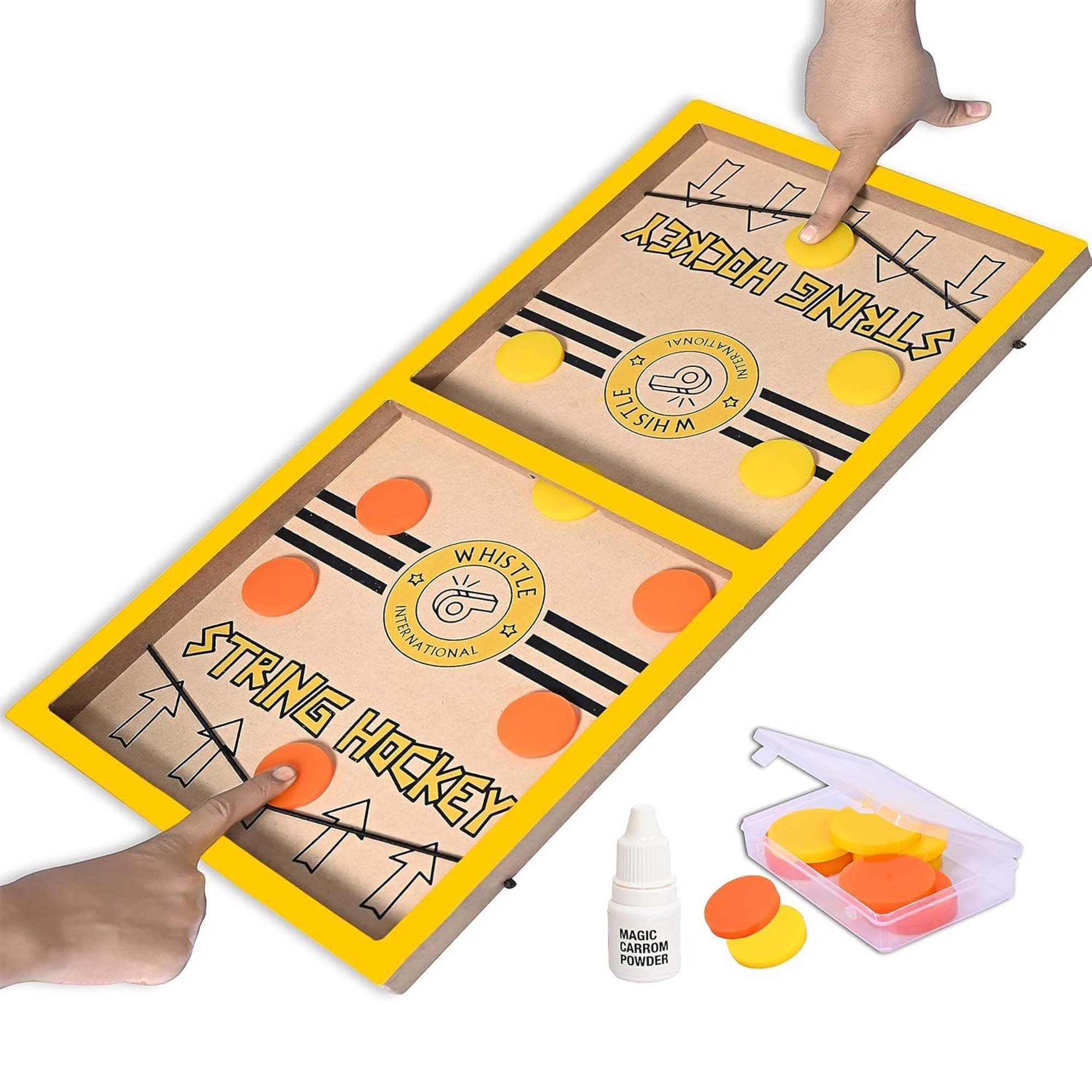 Large Size Fastest Finger First String Hockey Sling Puck Indoor Board Games & Toys for Kids Children Adults & Family. Christmas Gift .(Yellow)-image-39