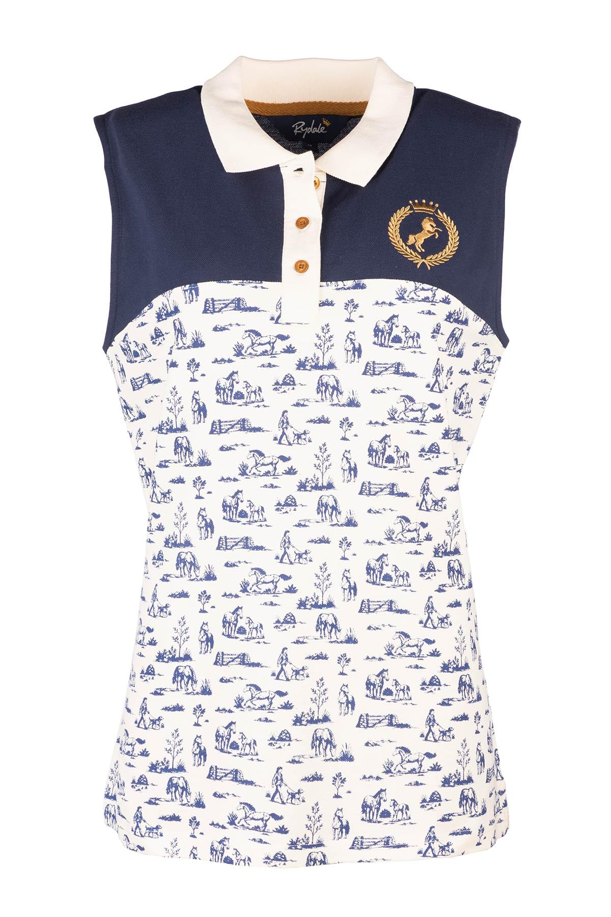 Rydale Ladies Embroidered Polo Shirt Women's Equestrian Sleeveless Shirt (UK, Numeric, 8, Regular, Regular, Horse Life)