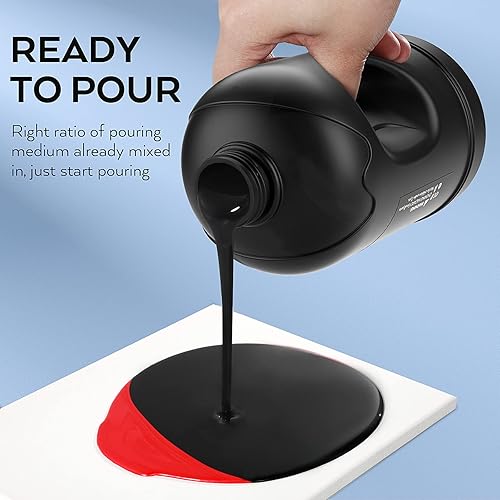 Miniatura 9 de Nicpro Pintura acrílica de color negro azabache, suministros de pintura premezclada de 69 onzas con aceite de silicona para verter aceite y guantes