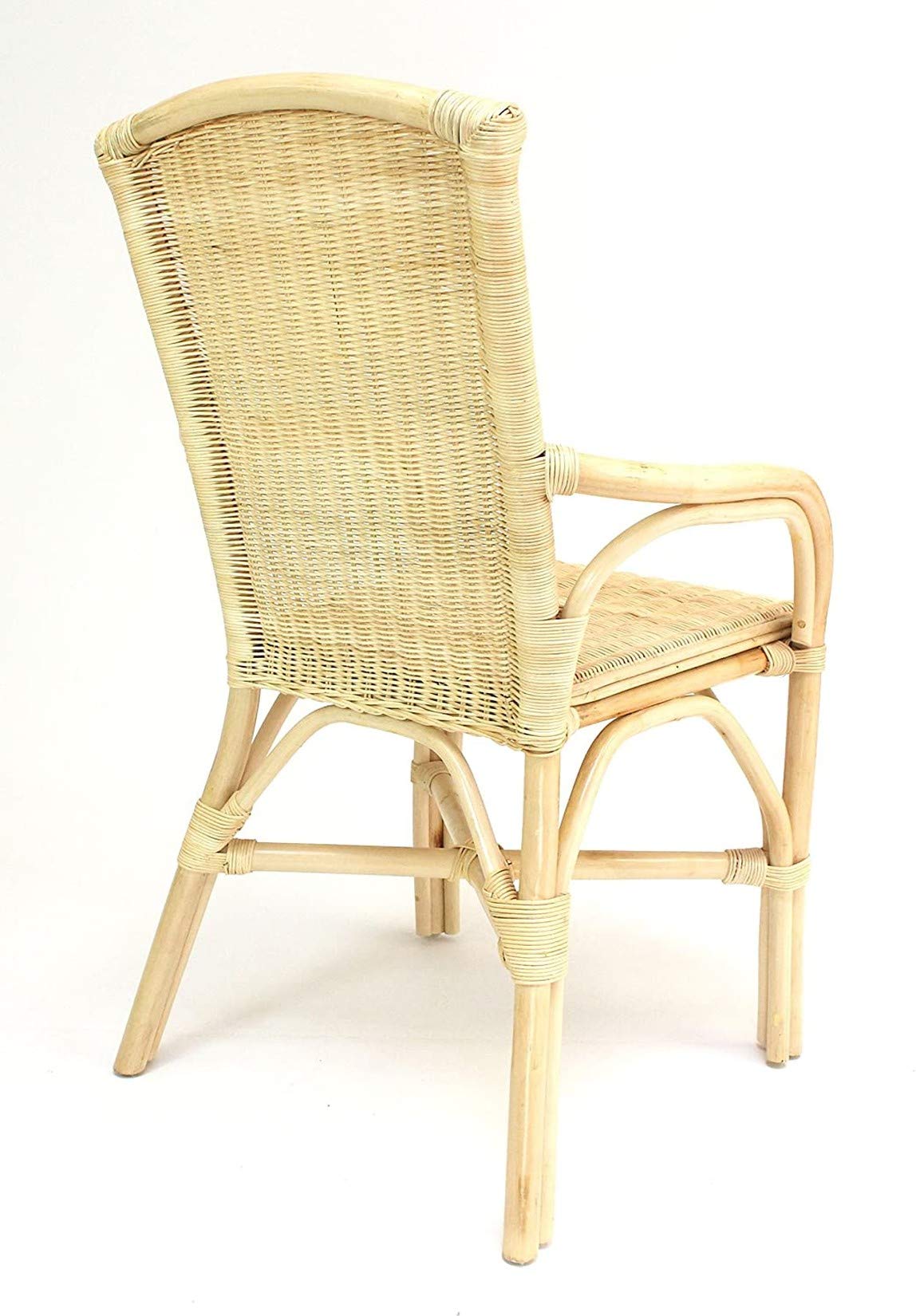 Dekoleidenschaft Rattan-Stuhl, Natur lackiert, Komfort Sitzhöhe 49cm, Korbstuhl, Seniorenstuhl
