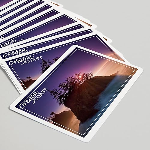 Vista 5 de Lantern Press Oregon Coast, Ocean Island Sunset (52 cartas de juego, baraja de cartas de tamaño póker con comodines)