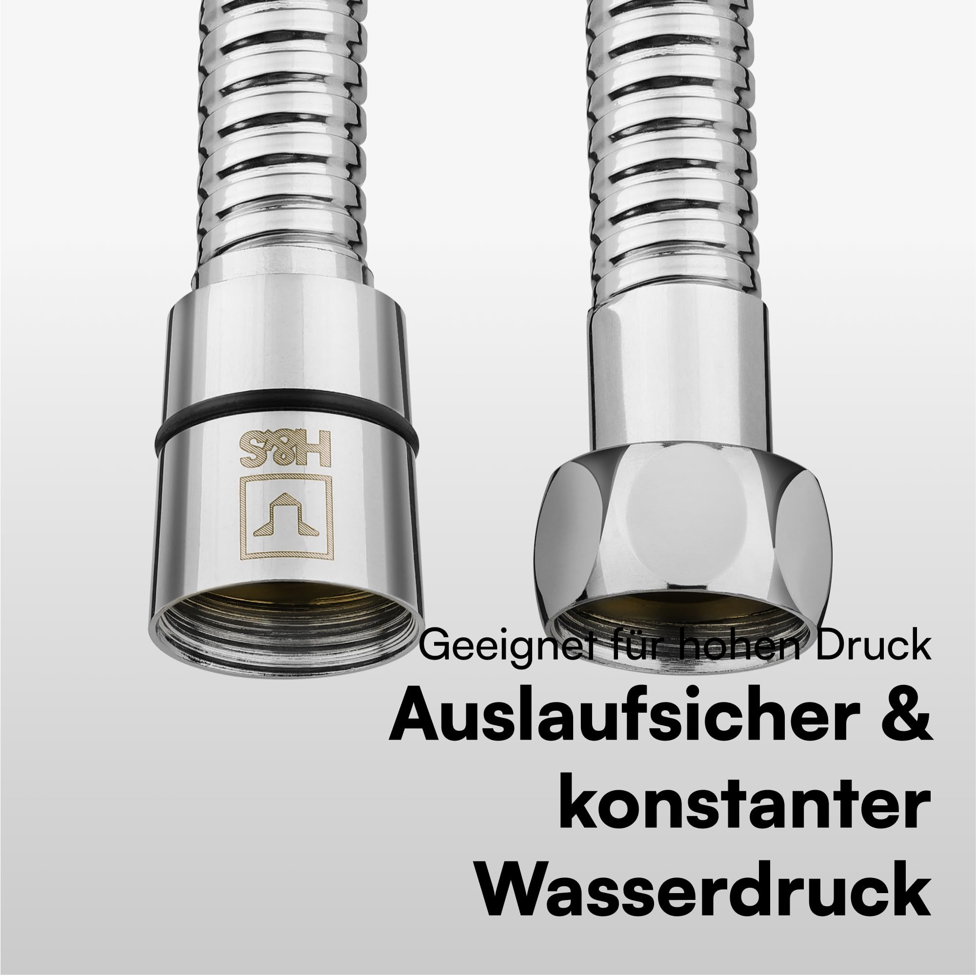 Brauseschlauch Aus Edelstahl – Mit Knickschutz, 2 Unterlegscheiben & Teflonband, 2 Meter
