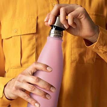 H2O Stainless Steel Water Bottle, Vacuum Insulated and Leakproof, 500ml