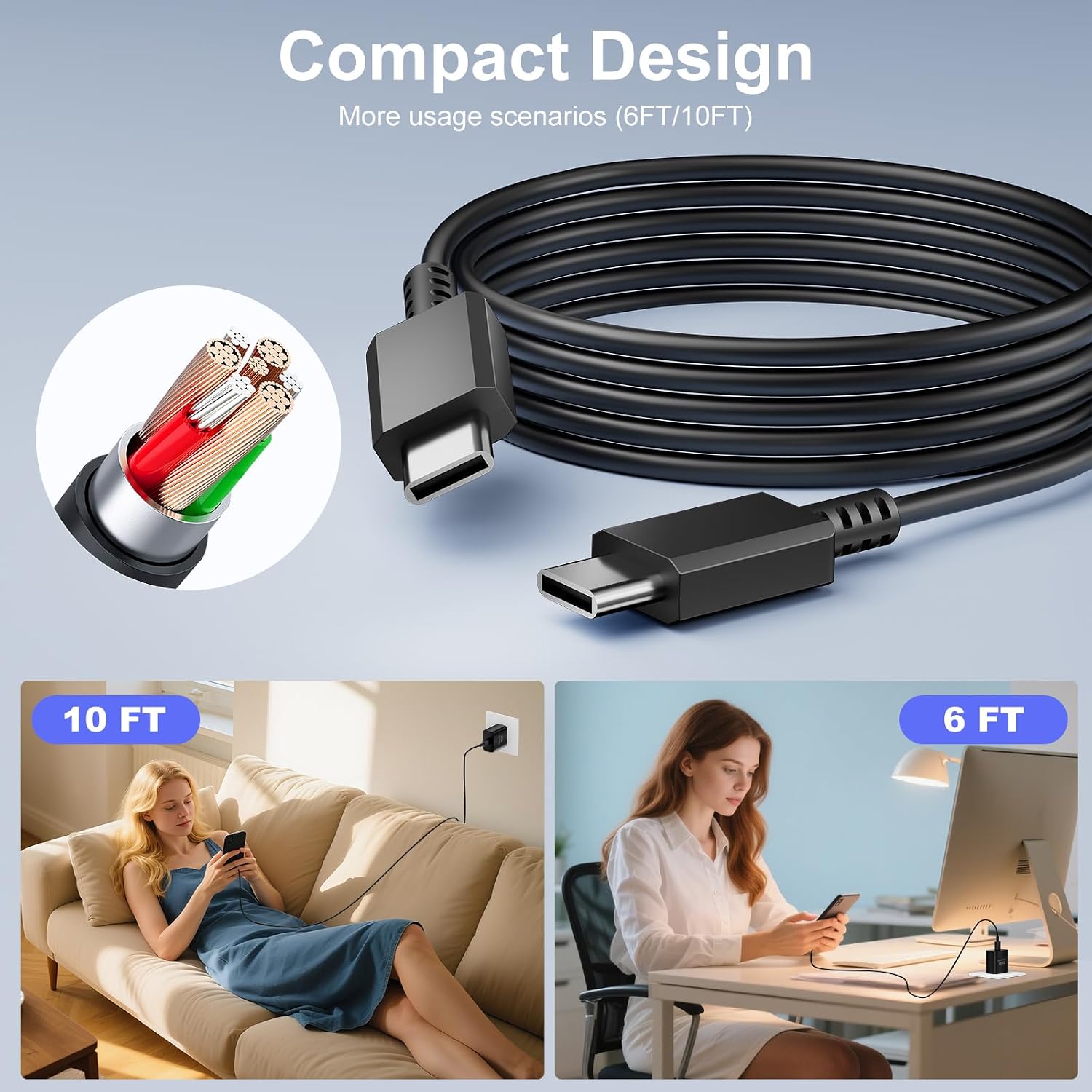25W Type C Super Fast Charger,Fast Charger USB C with 2 Pcs 6FT Android Charger Cable Cord Suitable for Samsung Galaxy S25/S24 S23 S22 S21 Ultra/S20/S20 Ultra/Note 20 Ultra (25 W Black/White)
