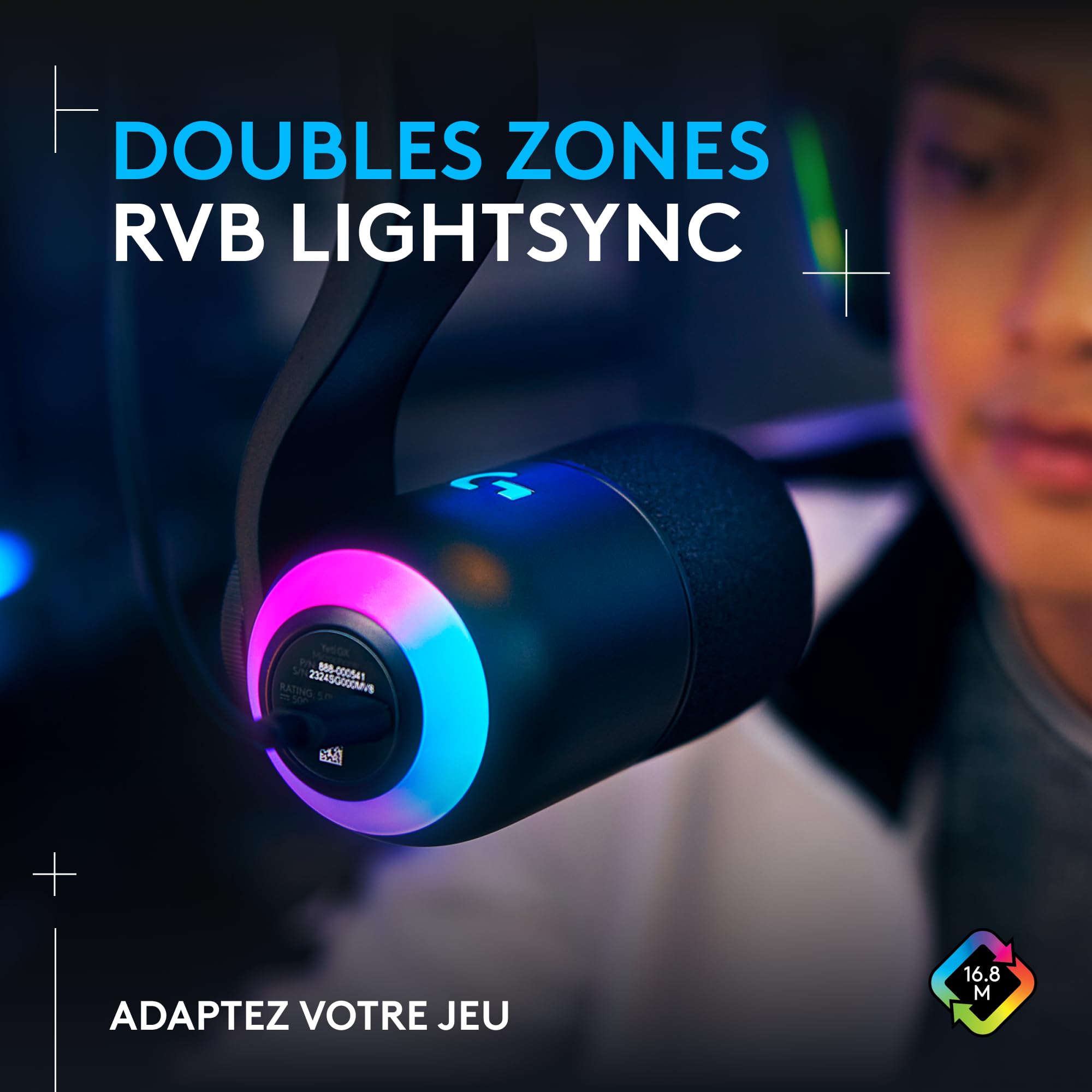 Logitech G Yeti GX Microphone Gaming RVB Dynamique avec LIGHTSYNC, USB prêt à l’Emploi pour Streaming, supercardioïde, pour PC/Mac - Noir