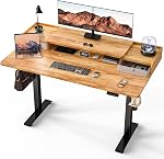 Kingant Standing Desk Height Adjustable Small Electric Stand Up Desks [35 x 20 Inch] - Ergonomic Sit Stand Desk Rising Desks for Home Office Computer Desk Stand Desk Workstation with Cable Management