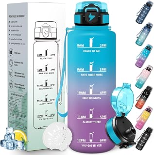 Trinkflasche Sport, Auslaufsicher 1500 ML, Wasserflasche, Zeitmarkierung und Motivierende, Trinkflasche Kohlensäure Geeignet Blauer & Lila Gradient