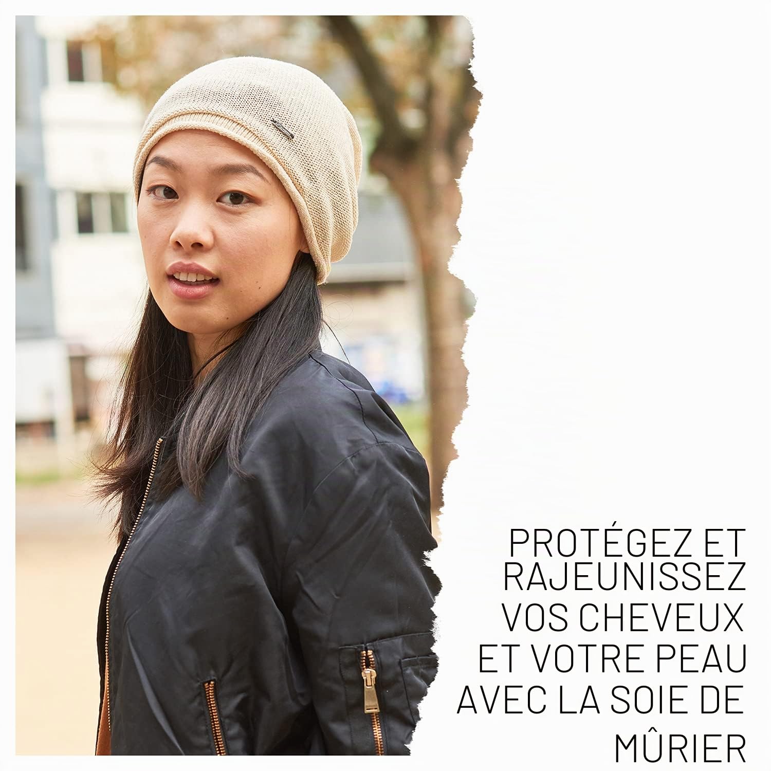 CHARM Bonnet en Soie 100% Naturel, Bonnet De Nuit Homme | Chapeau Femme Pour Chimio, Peau Sensible, Cheveux Bouclés, Grand Beanie Tombant, Tricoté, Slouch