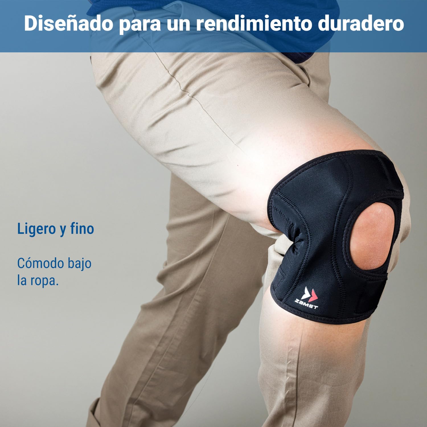 Zamst EK-3 Rodillera Deportiva - Rodillera de Compresión Ligera y Transpirable para Hombres y Mujeres con Soportes de Resina para Brindar Soporte General a las Rodillas y Aliviar el Dolor - M