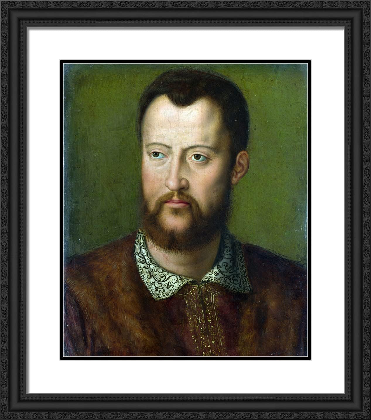 ArtDirect Bronzino, Agnolo 20x22 Gold Ornate Framed Art Print with Double Matting Titled: Male Portrait