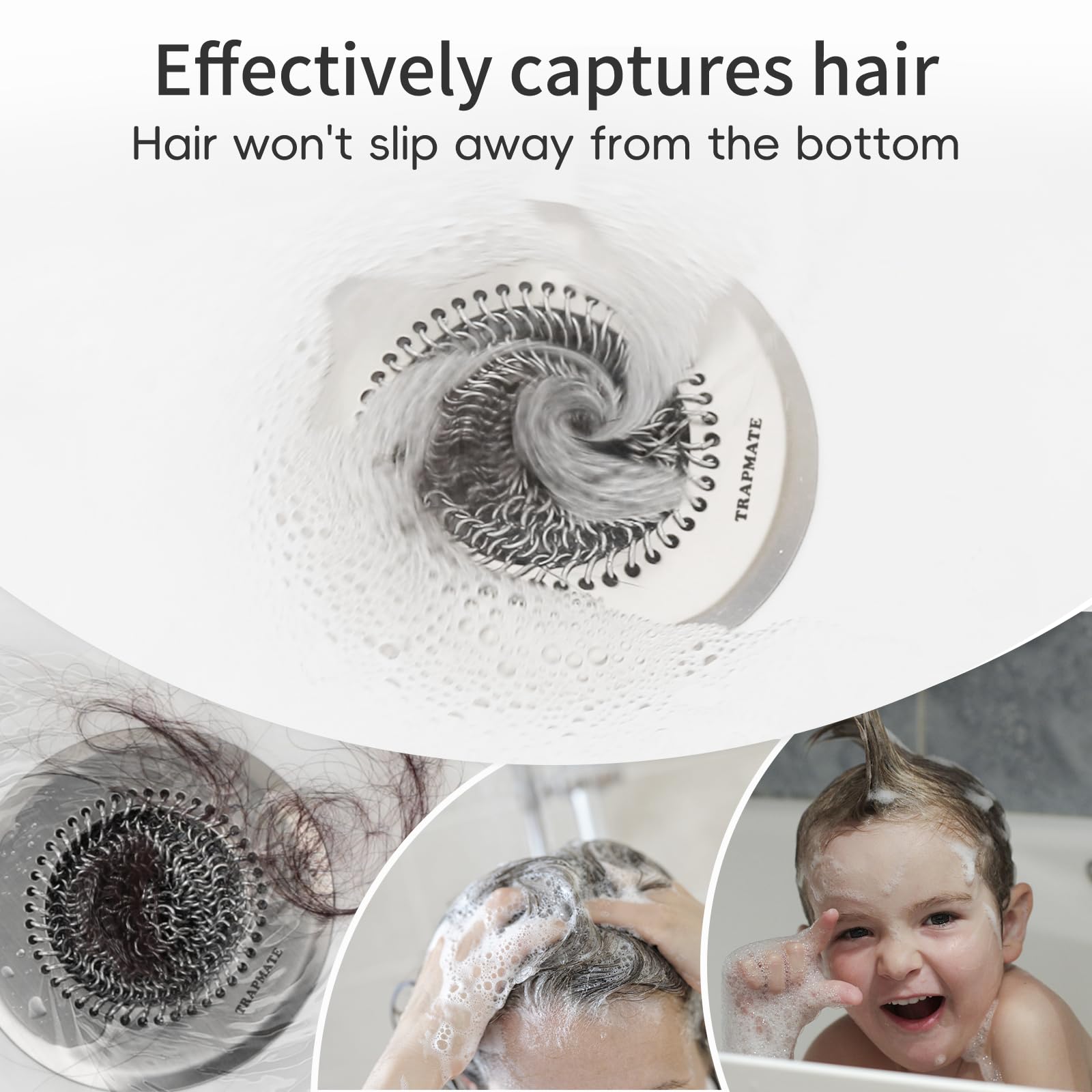 TRAPMATE Shower Drain Hair Catcher 4 4 Easy Clean Bathtub Drain Hair Catcher Anti-Slip Bath Tub Drain Protector — view 3