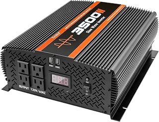 3500W Pure Sine Wave Inverter 12V to 120V with 4 Power Outlets for RV Solar Power