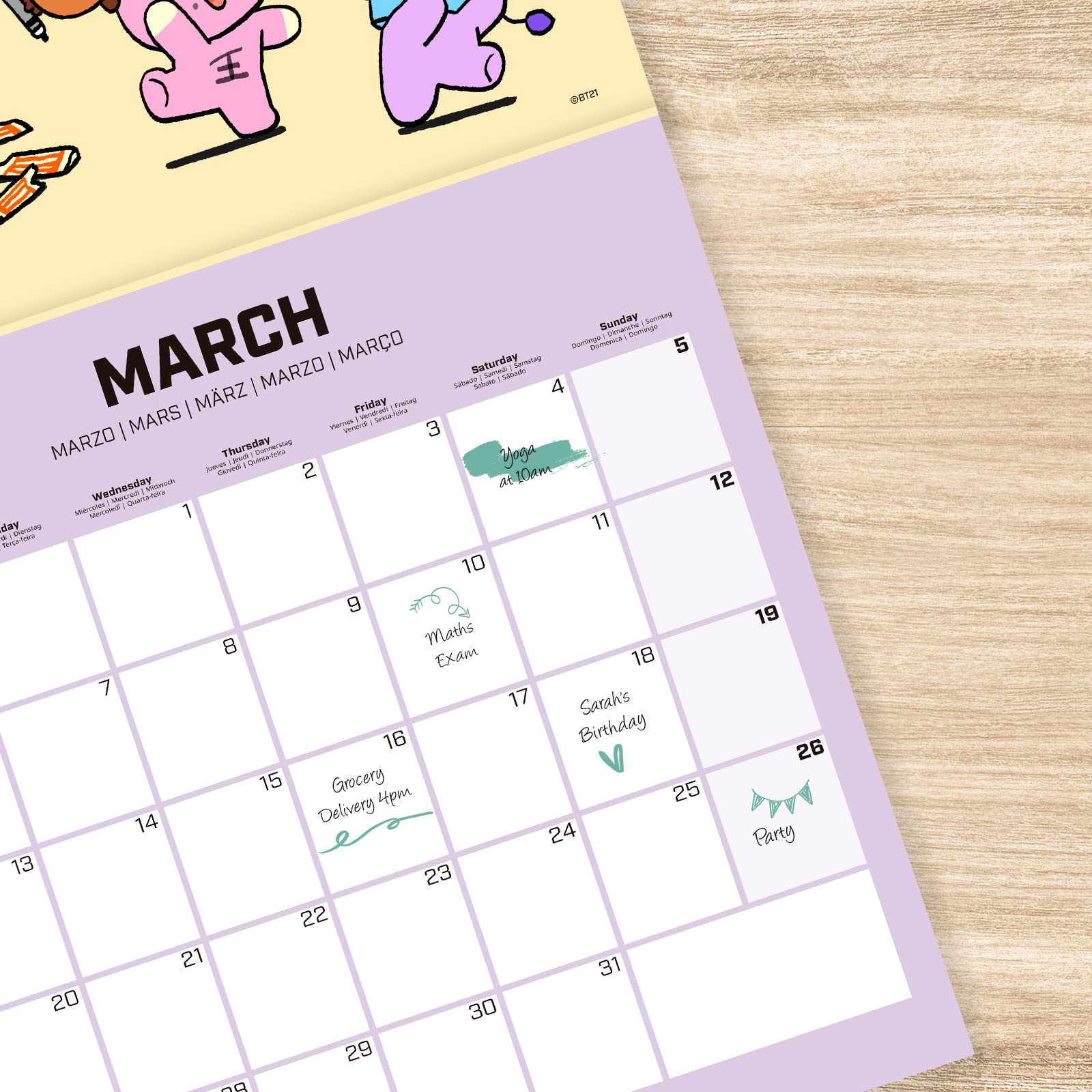 Grupo Erik BT21 Official Merchandise Wall Calendar 2023 12' x 12' FSC, Wandkalender - Image 4