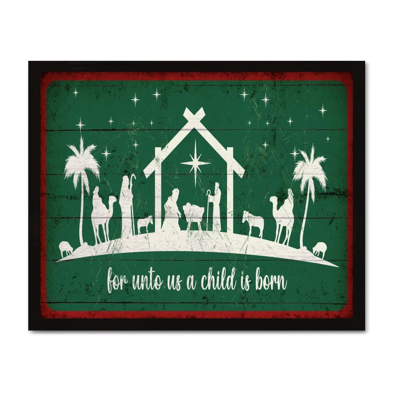 Plaque vintage encadrée en bois Merry Christmas pour décoration murale de chalet 40x50 cm