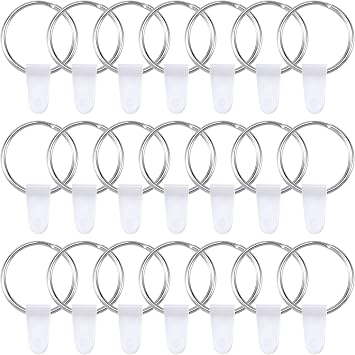 OIIKI 100 Sets Keychain Rings for Crafts, Round Split Key Rings, Metal Keychain Connector with Clear Plastic Snap Tabs, Blanks Key Rings Jump Rings for DIY Crafts Jewelry Making Bulk