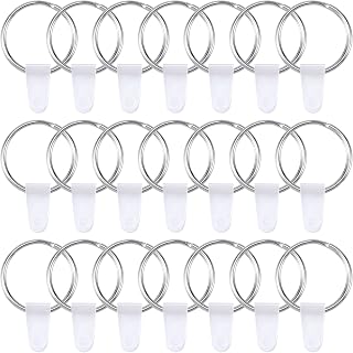 OIIKI 100 Sets Keychain Rings for Crafts, Round Split Key Rings, Metal Keychain Connector with Clear Plastic Snap Tabs, Blanks Key Rings Jump Rings for DIY Crafts Jewelry Making Bulk