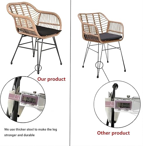 Miniatura 3 de Tappio Juego de muebles de mimbre para exteriores, 3 piezas, muebles de balcón, juegos de conversación de ratán con cojines, sillas de mimbre para