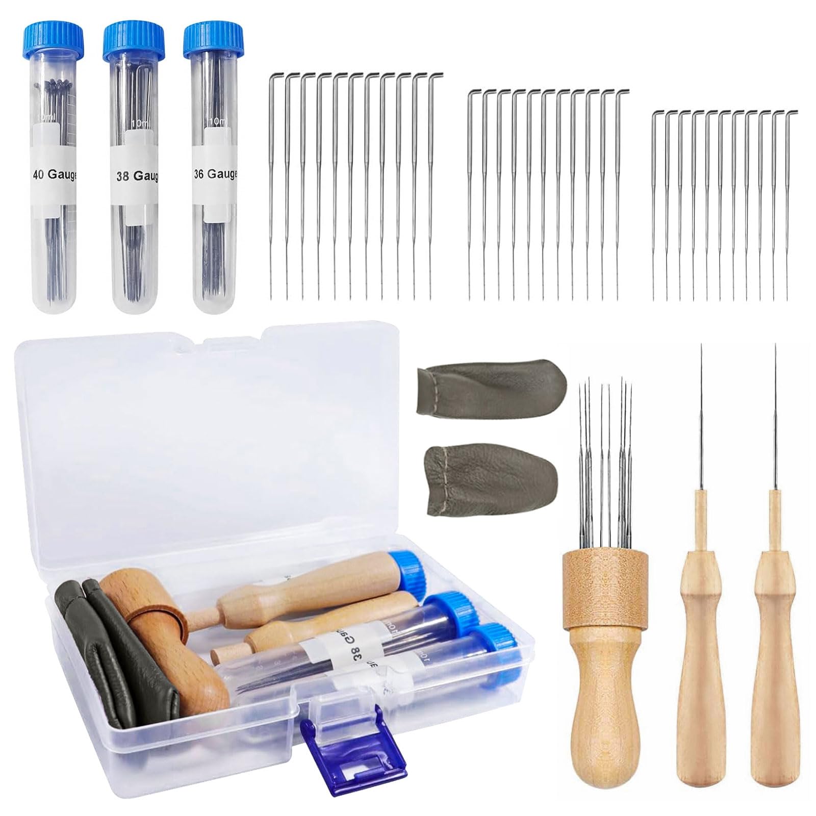 LUMOOM Lot De 30 Aiguilles à Feutrer, 3 Tailles, Avec 3 Poignées