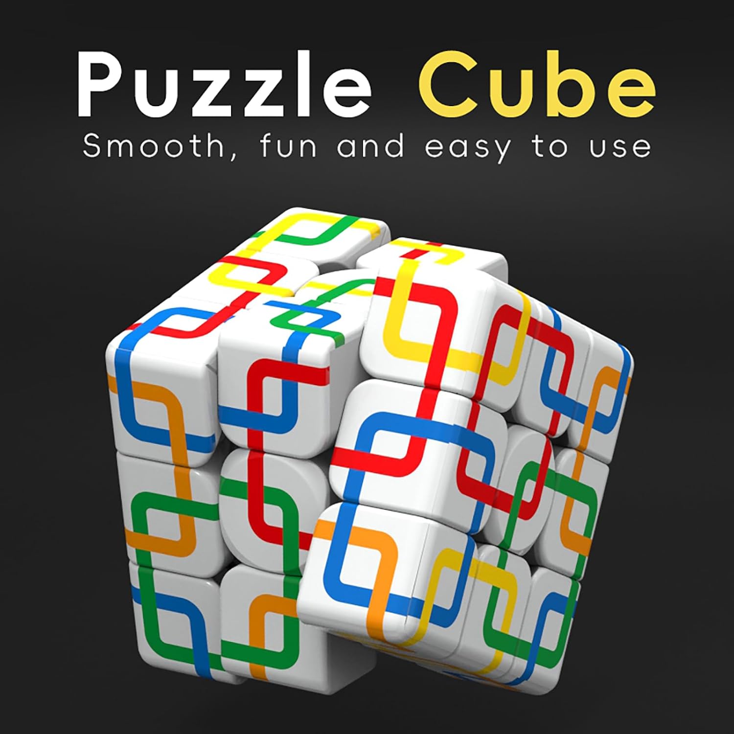 Square Grid 3x3 Speed Cube, UV Printing Cube Magic Cube Educational Puzzles Toys for Kids,Beginners and Adults (Stickerless)