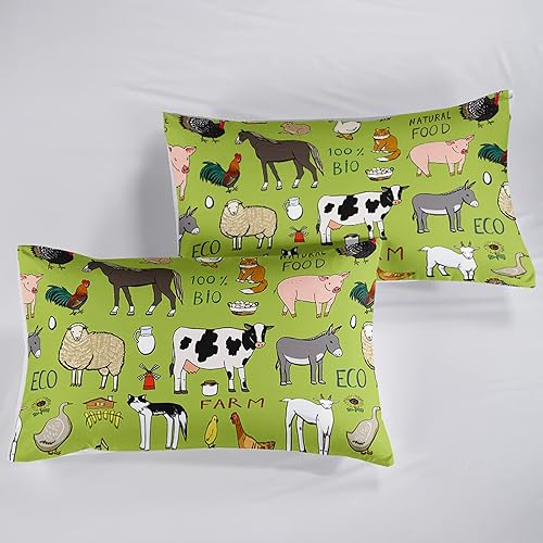 Miniatura 6 de QOOMO - Juego de edredón tamaño matrimonial con animales de granja, juego de edredón estilo granja para niños, adolescentes, niñas y niños, juego de