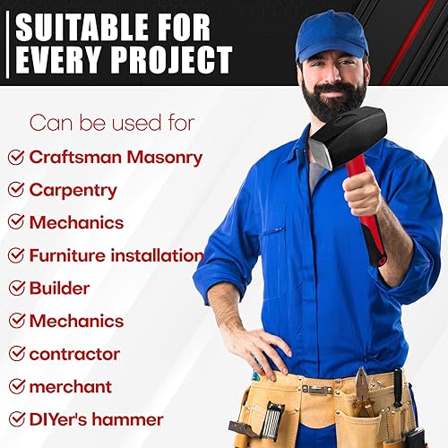 Miniatura 4 de C&amp;T 2 piezas de perforaciónmartillo de grietas + cuña dividida, martillo de trineo de 3 libras con mango de fibra de vidrio, construcción de acero