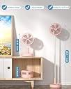 AICase Stand Fan,Folding Portable Telescopic Floor/USB Desk Fan with 10800mAh Rechargeable Battery,4 Speeds Super Quiet Adjustable Height and Head Great for Office Home Outdoor Camping-pink gallery image